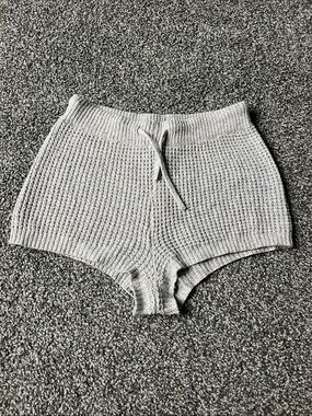 Knit High-Waist Lounge Shorts - Gray
